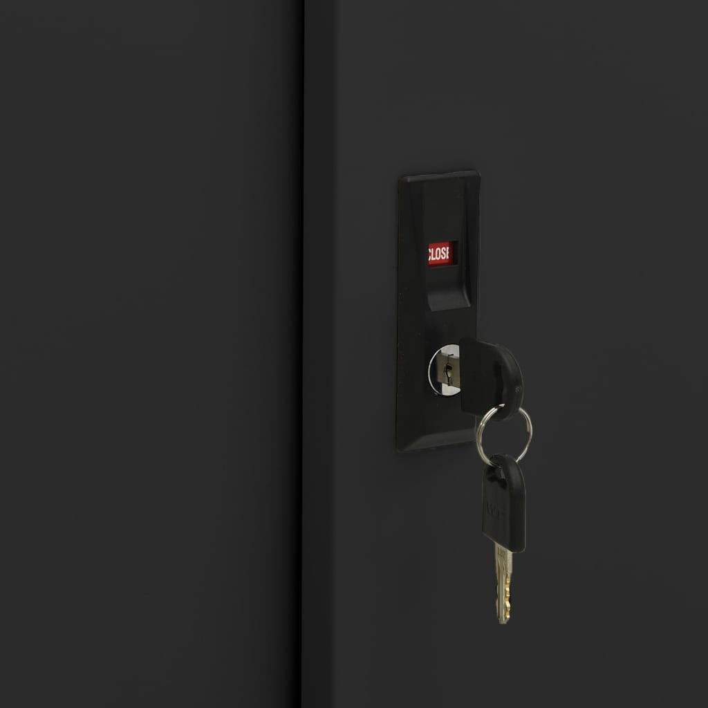 vidaXL Büroschrank mit Schiebetür Schwarz 90x40x90 cm Stahl