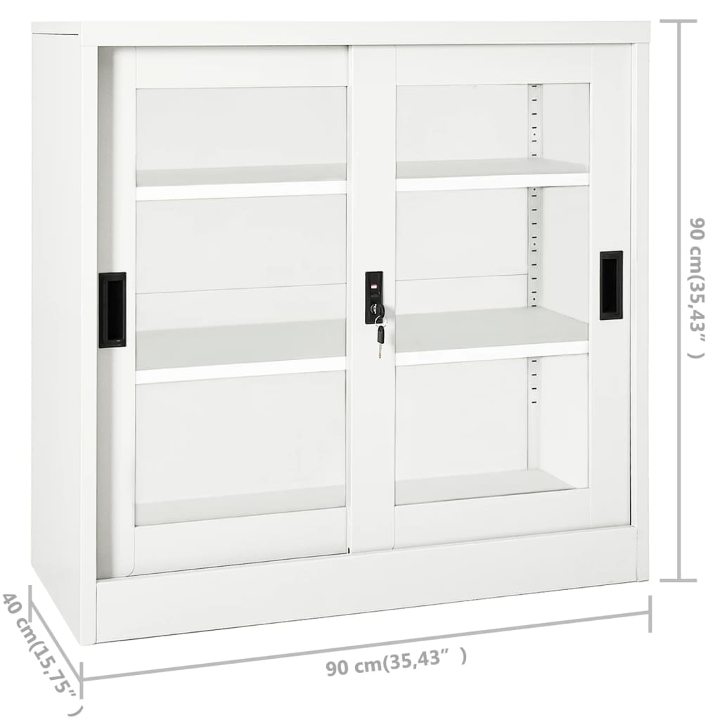 vidaXL Schrank mit Schiebetür Weiß 90x40x90 cm Stahl