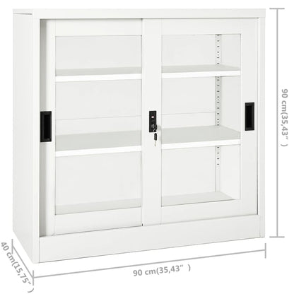 vidaXL Schrank mit Schiebetür Weiß 90x40x90 cm Stahl