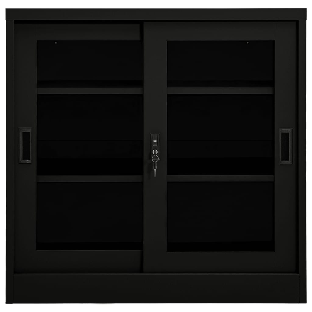 vidaXL Schrank mit Schiebetür Schwarz 90x40x90 cm Stahl
