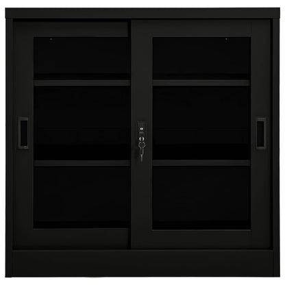 vidaXL Schrank mit Schiebetür Schwarz 90x40x90 cm Stahl