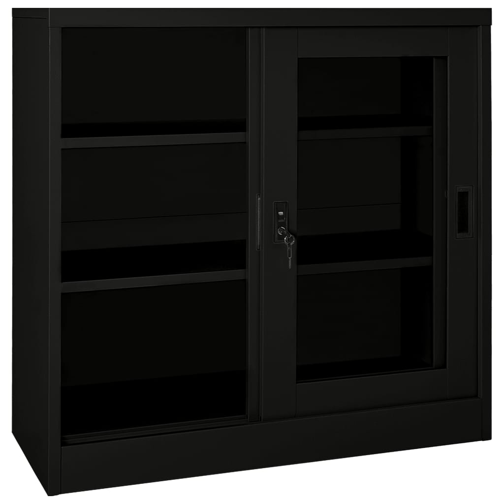 vidaXL Schrank mit Schiebetür Schwarz 90x40x90 cm Stahl