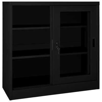 vidaXL Schrank mit Schiebetür Schwarz 90x40x90 cm Stahl