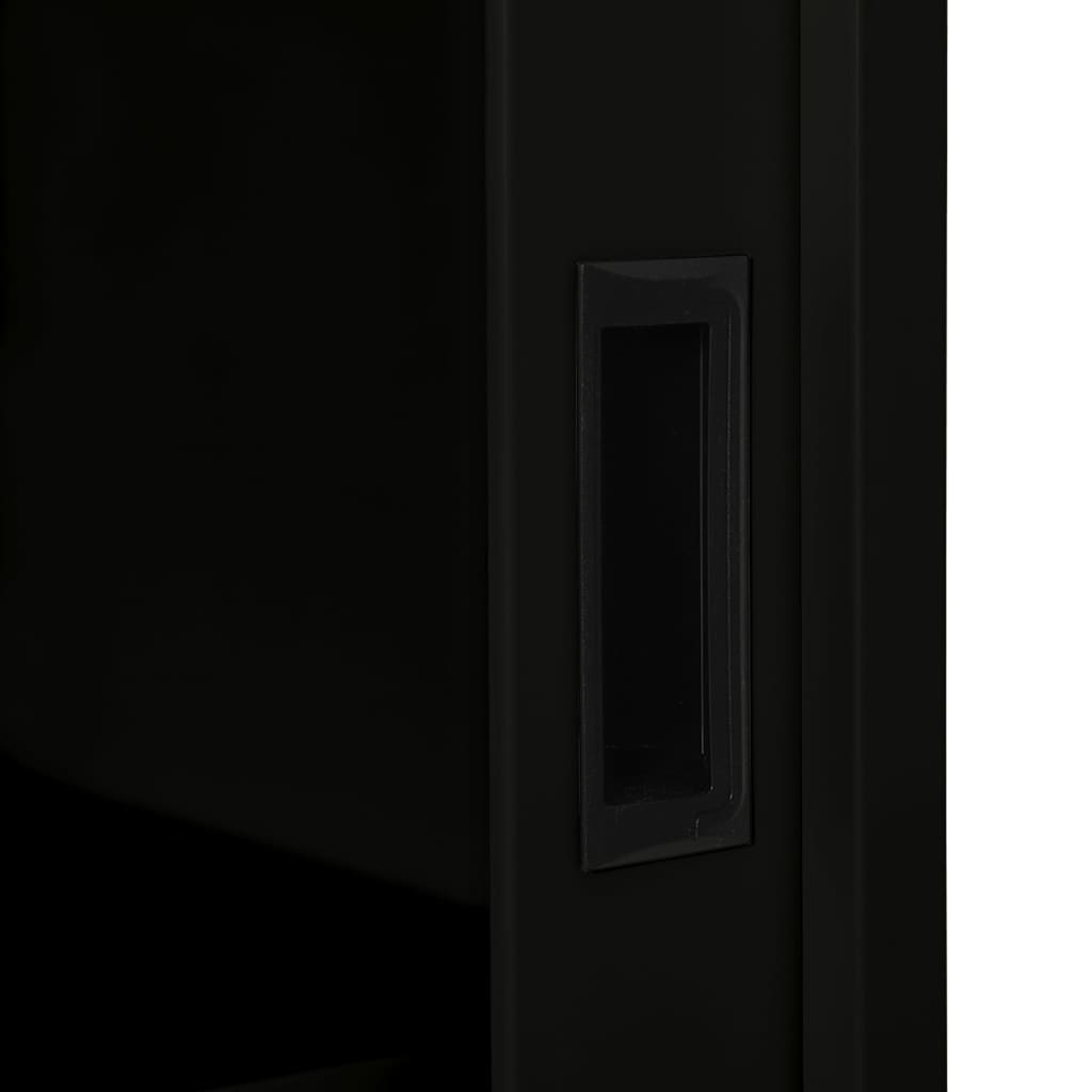vidaXL Schrank mit Schiebetür Schwarz 90x40x90 cm Stahl