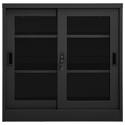 vidaXL Schrank mit Schiebetür Anthrazit 90x40x90 cm Stahl