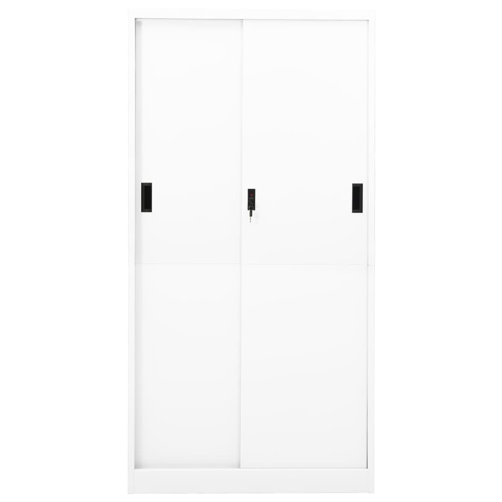 vidaXL Büroschrank mit Schiebetür Weiß 90x40x180 cm Stahl
