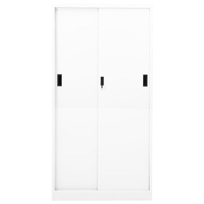 vidaXL Büroschrank mit Schiebetür Weiß 90x40x180 cm Stahl