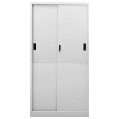 vidaXL Büroschrank mit Schiebetür Hellgrau 90x40x180 cm Stahl