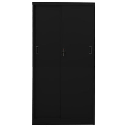 vidaXL Büroschrank mit Schiebetür Schwarz 90x40x180 cm Stahl