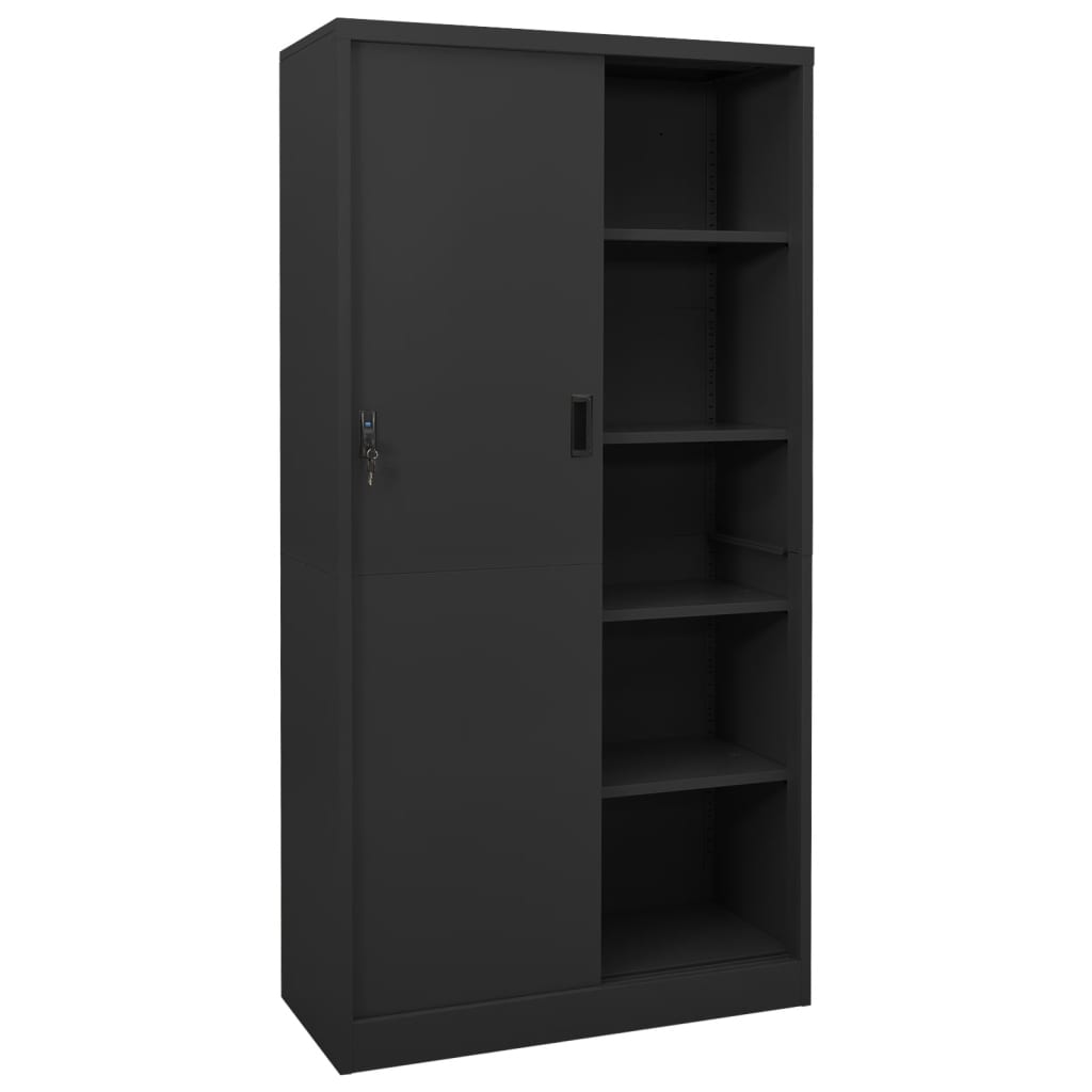 vidaXL Büroschrank mit Schiebetür Anthrazit 90x40x180 cm Stahl