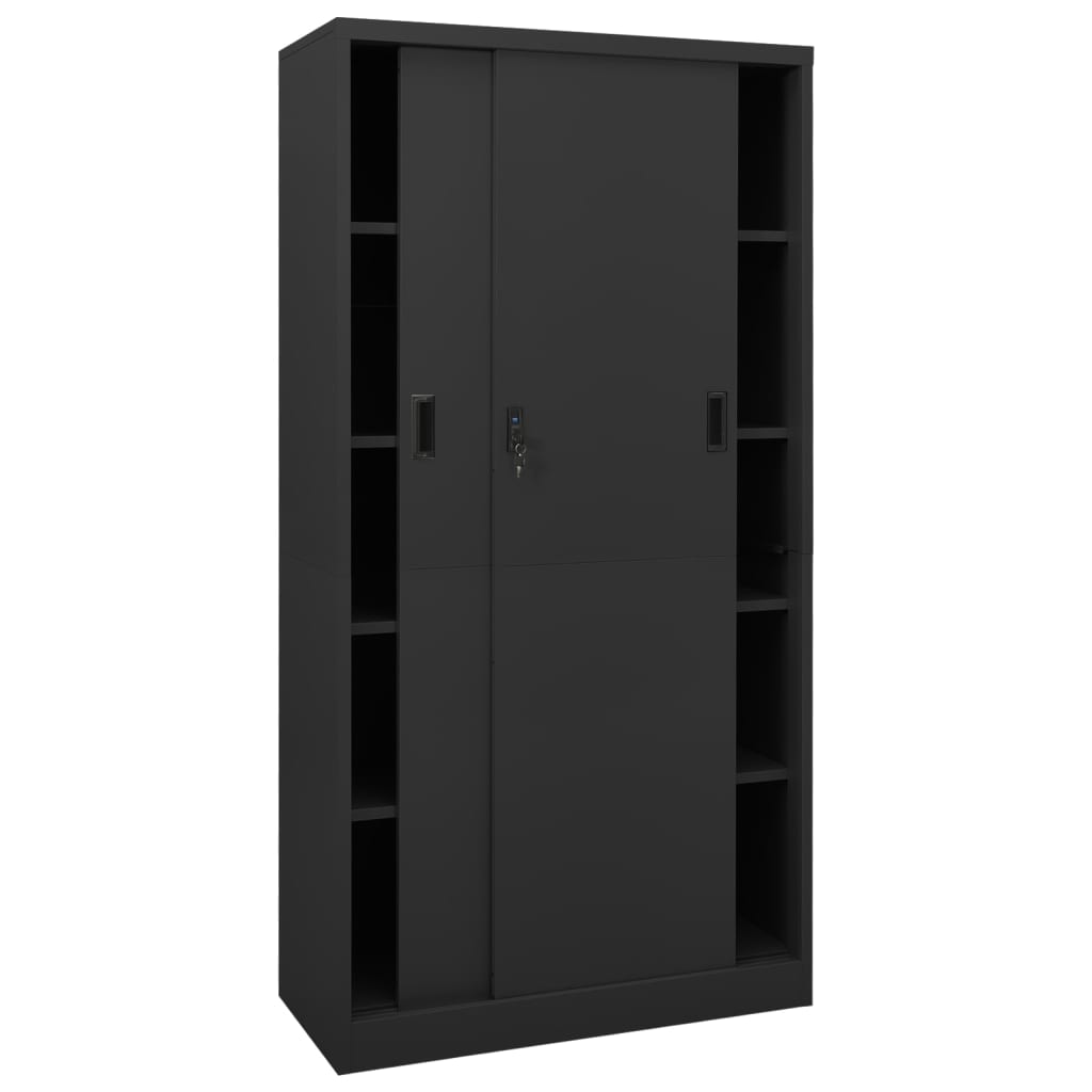 vidaXL Büroschrank mit Schiebetür Anthrazit 90x40x180 cm Stahl