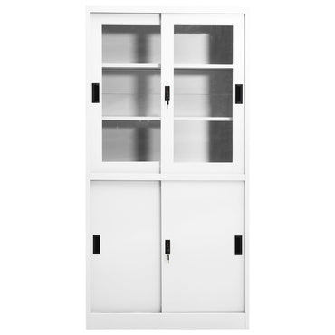 vidaXL Armoire de bureau à portes coulissantes Blanc 90x40x180 cm Acier