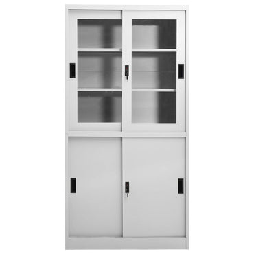 vidaXL Armoire de bureau à porte coulissante Gris clair 90x40x180 cm Acier