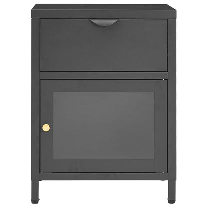 vidaXL Table de chevet Anthracite 40x30x54,5 cm Acier et verre