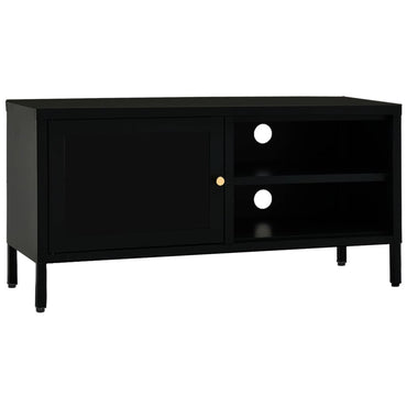 vidaXL Meuble TV Noir 90x30x44 cm Acier et Verre