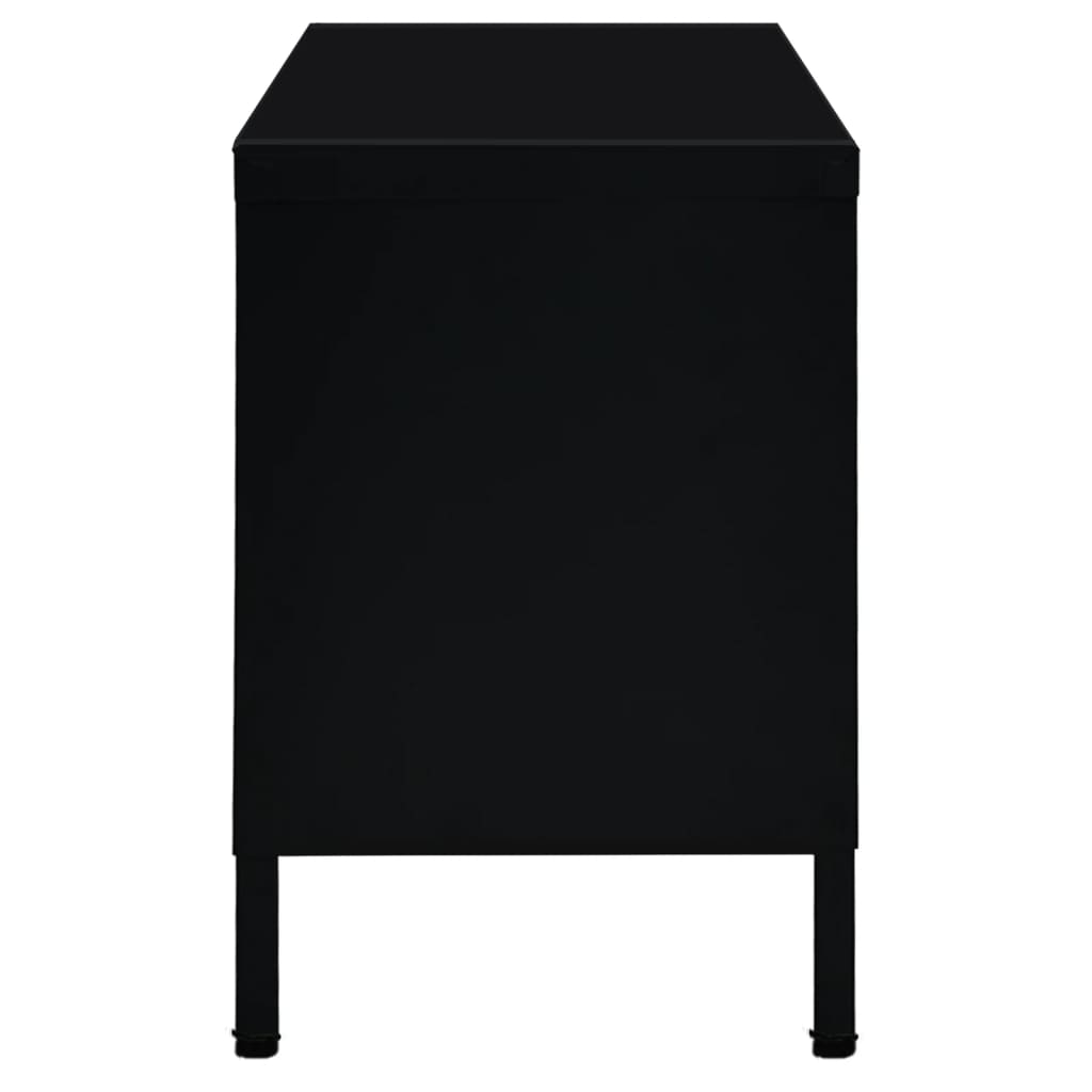 vidaXL Meuble TV Noir 90x30x44 cm Acier et Verre
