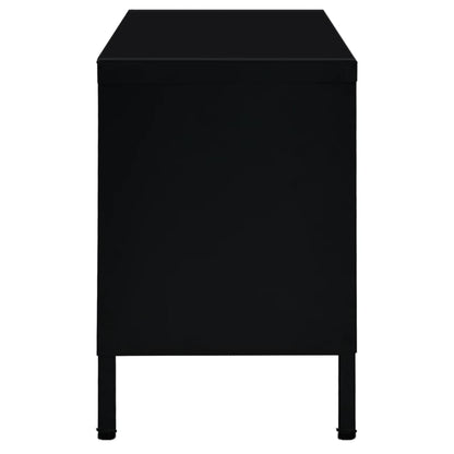 vidaXL Meuble TV Noir 90x30x44 cm Acier et Verre