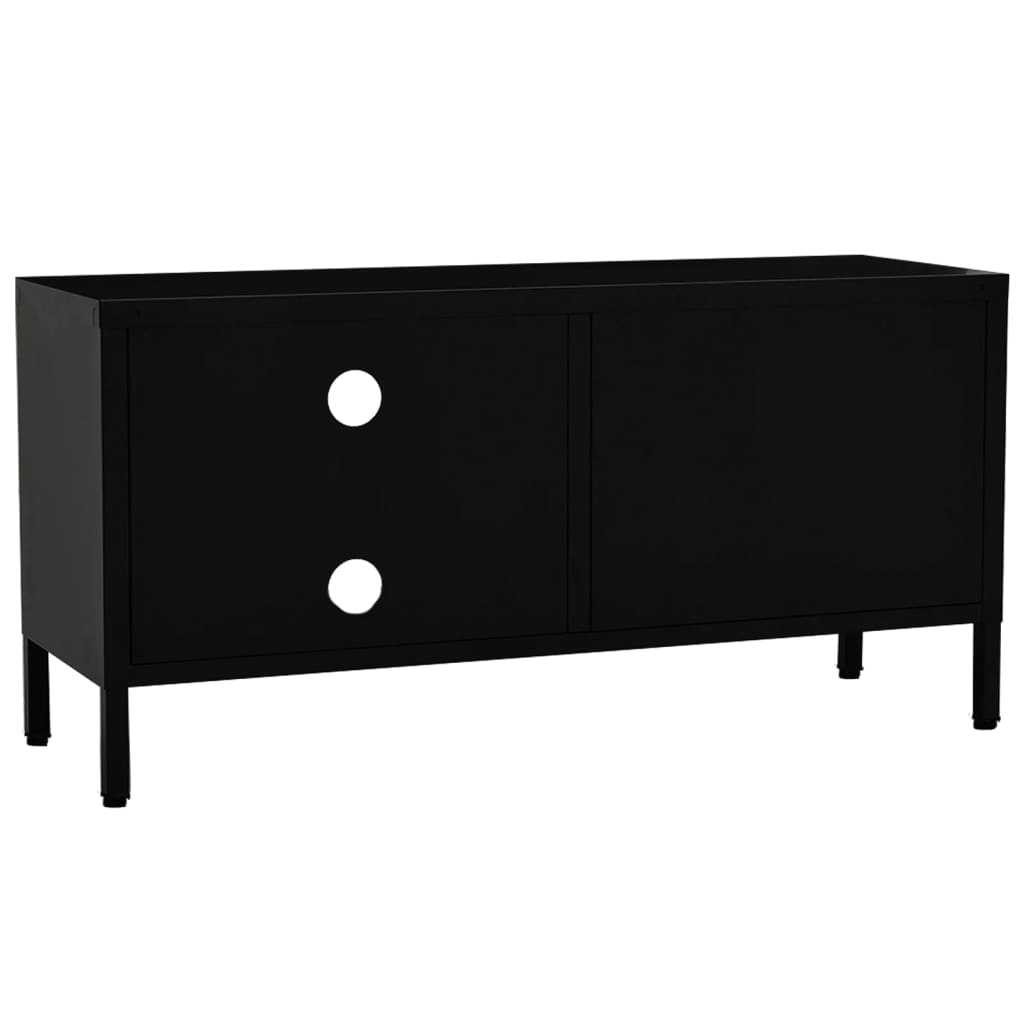 vidaXL Meuble TV Noir 90x30x44 cm Acier et Verre