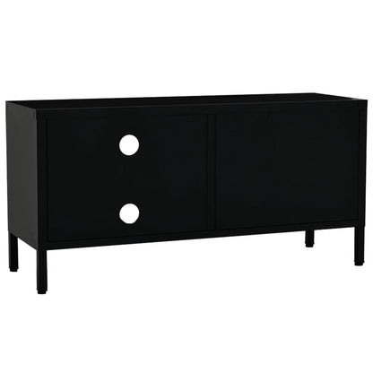 vidaXL Meuble TV Noir 90x30x44 cm Acier et Verre