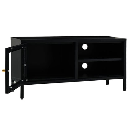 vidaXL Meuble TV Noir 90x30x44 cm Acier et Verre