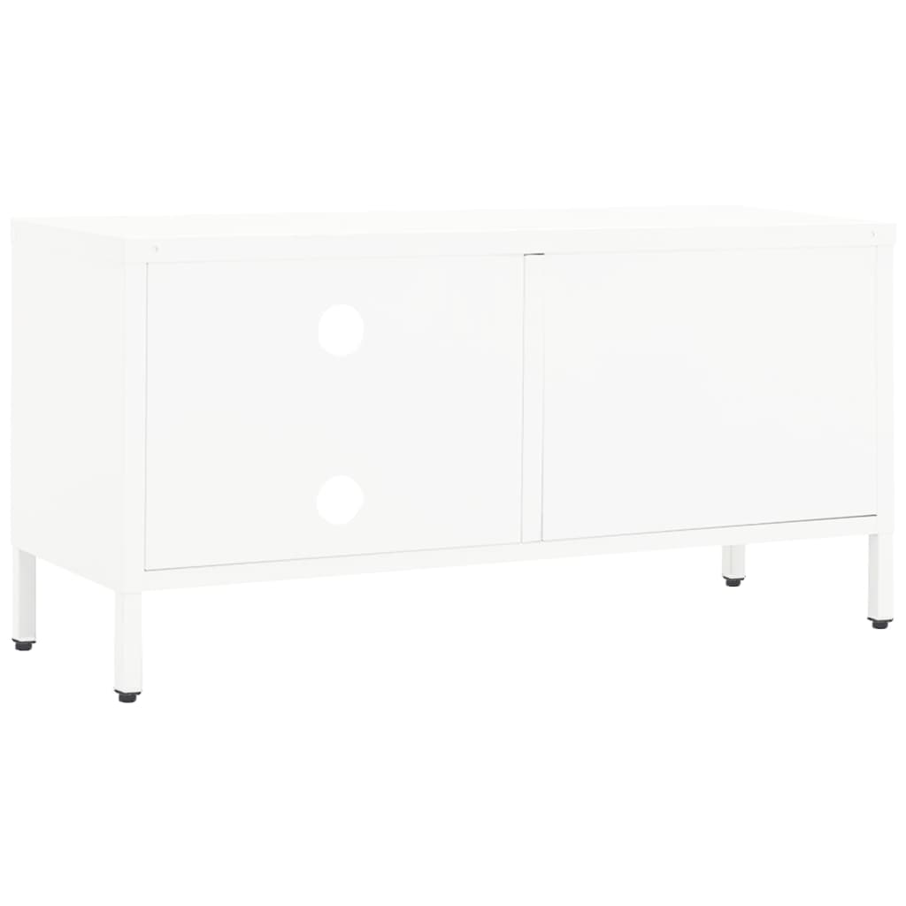 vidaXL Meuble TV Blanc 90x30x44 cm Acier et Verre