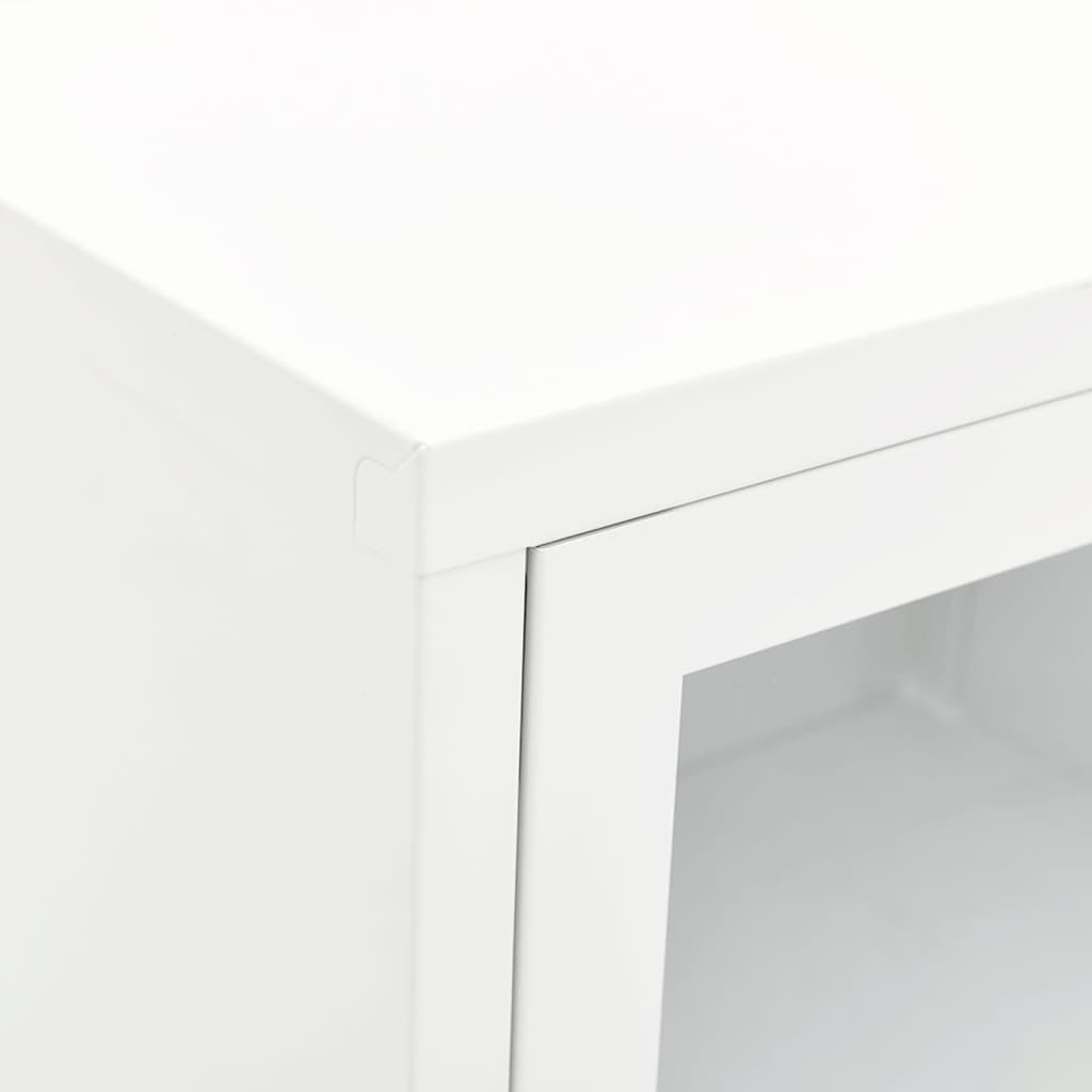 vidaXL Meuble TV Blanc 90x30x44 cm Acier et Verre