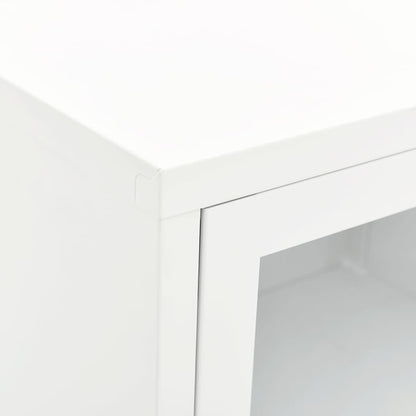 vidaXL Meuble TV Blanc 90x30x44 cm Acier et Verre