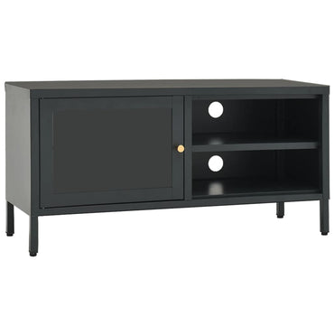 vidaXL Meuble TV anthracite 90x30x44 cm acier et verre