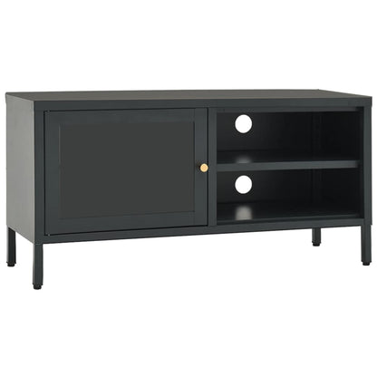 vidaXL Meuble TV anthracite 90x30x44 cm acier et verre