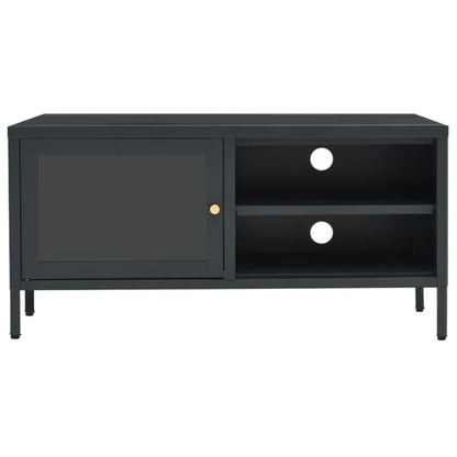 vidaXL Meuble TV anthracite 90x30x44 cm acier et verre