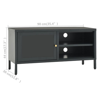 vidaXL Meuble TV anthracite 90x30x44 cm acier et verre
