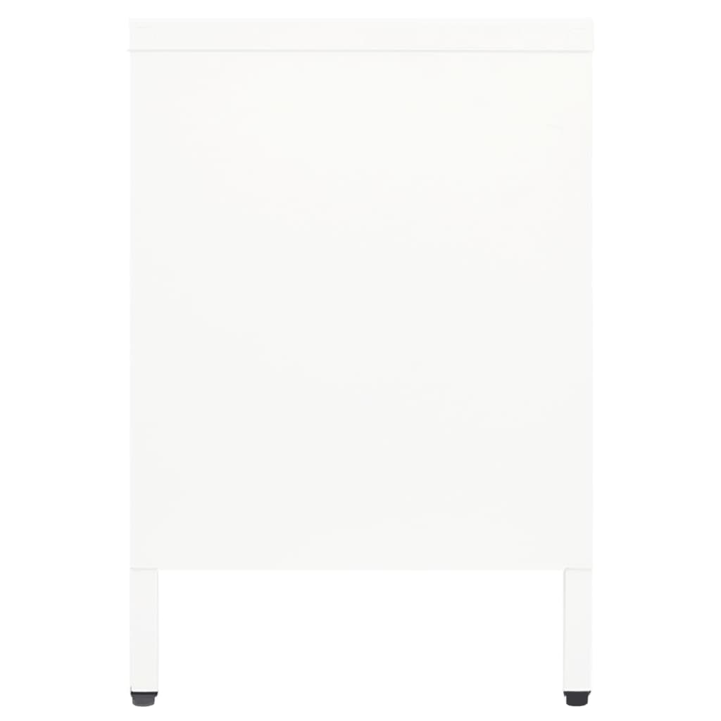 vidaXL Meuble TV blanc 105x35x52 cm Acier et verre