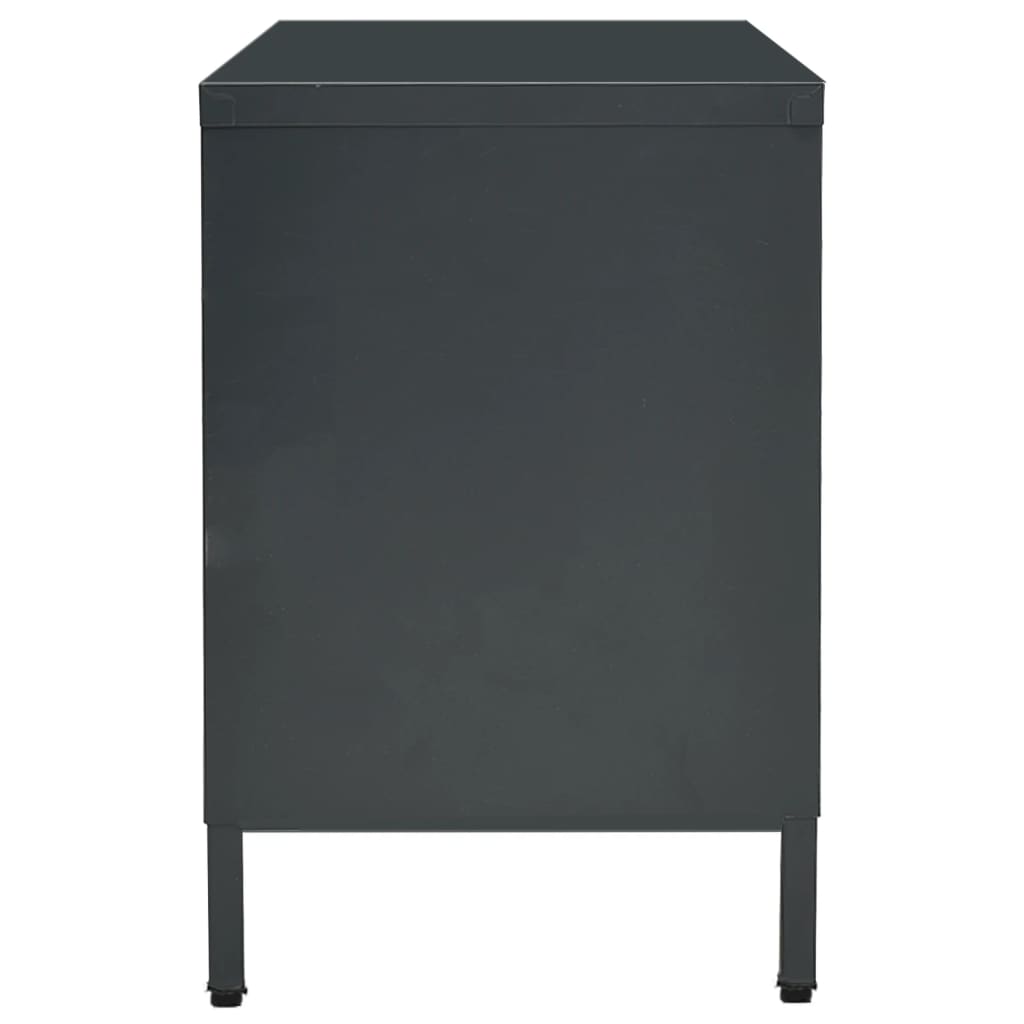 vidaXL TV-Schrank Anthrazit 105x35x52 cm Stahl und Glas