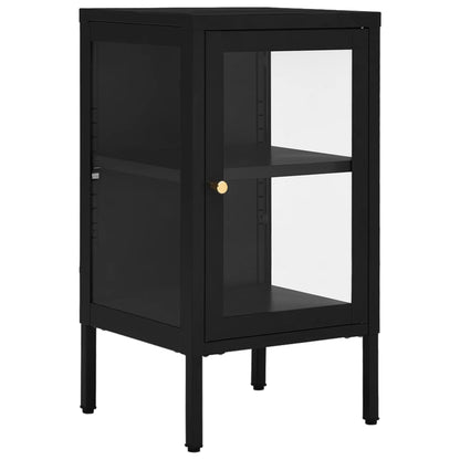 vidaXL Buffet noir 38x35x70 cm Acier et verre