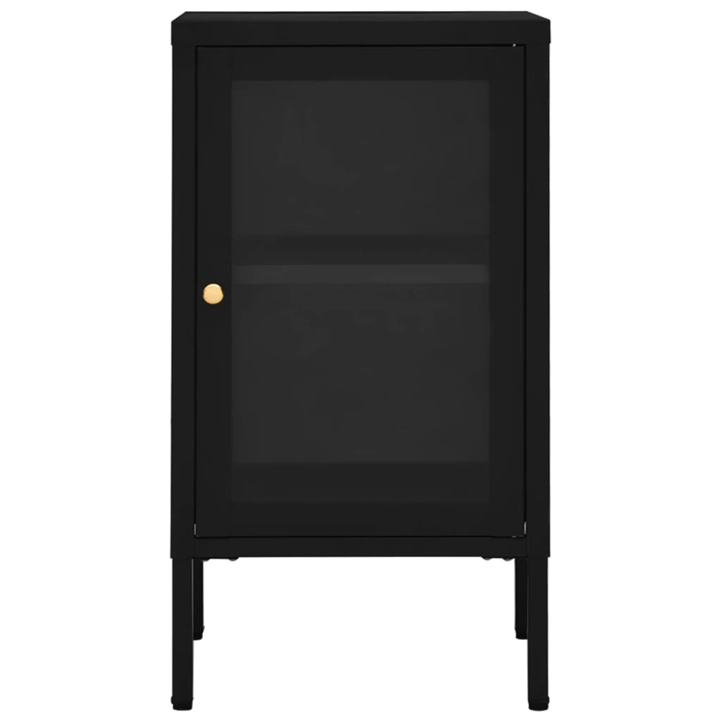 vidaXL Buffet noir 38x35x70 cm Acier et verre