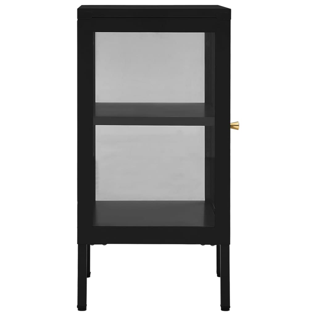 vidaXL Buffet noir 38x35x70 cm Acier et verre