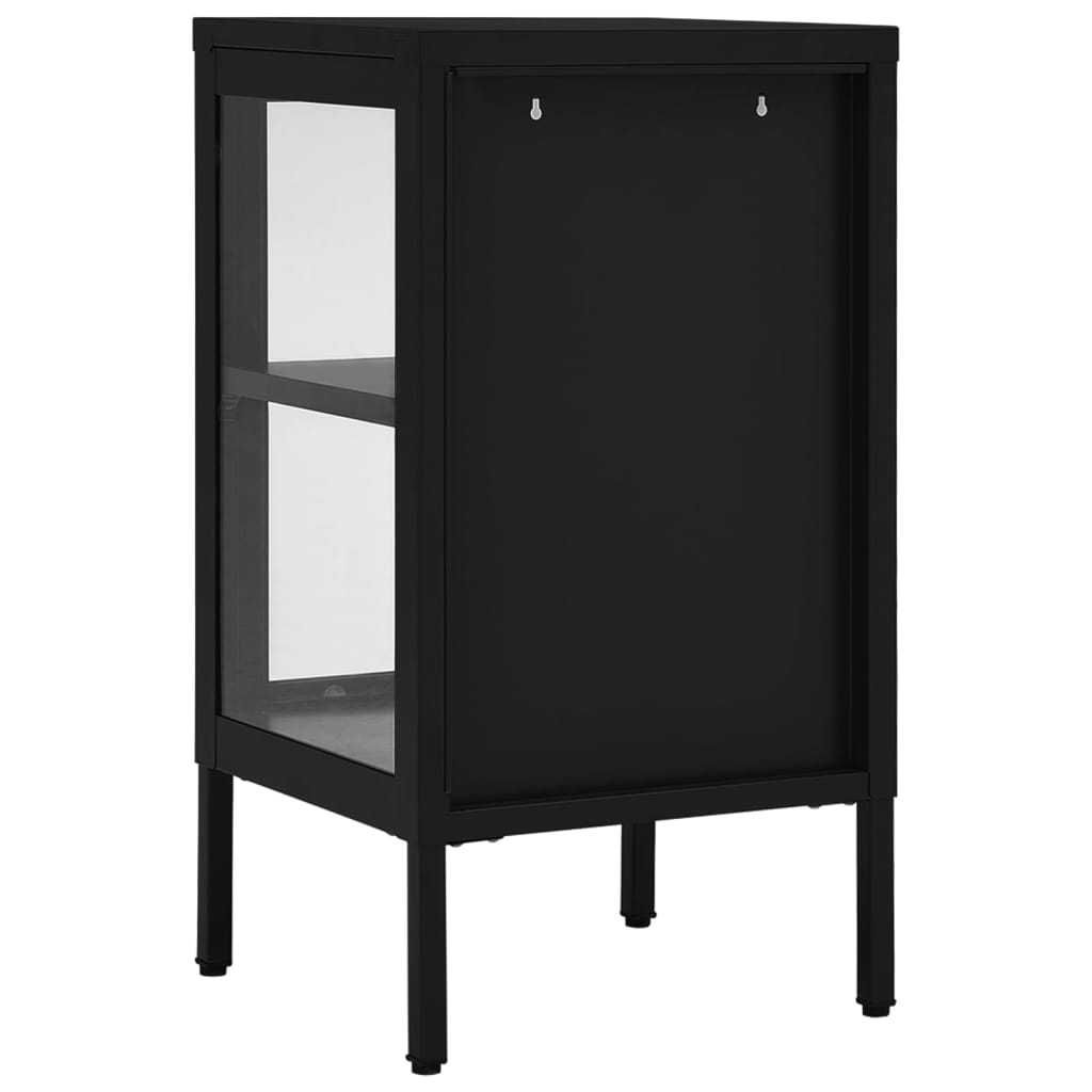 vidaXL Buffet noir 38x35x70 cm Acier et verre