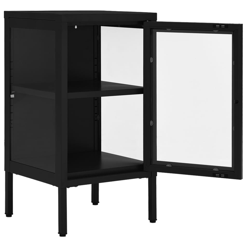 vidaXL Buffet noir 38x35x70 cm Acier et verre