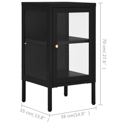 vidaXL Buffet noir 38x35x70 cm Acier et verre