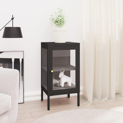 vidaXL Buffet noir 38x35x70 cm Acier et verre