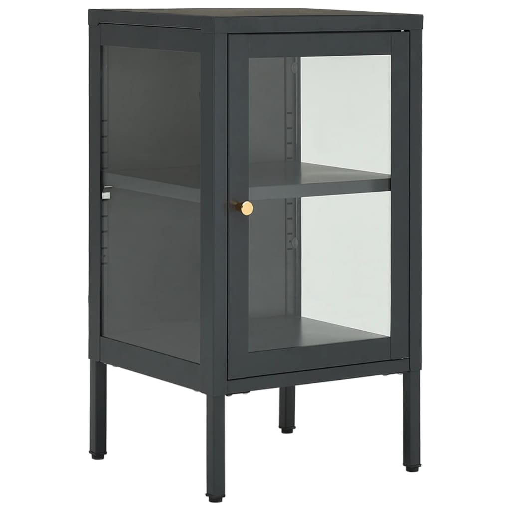 vidaXL Buffet anthracite 38x35x70 cm acier et verre