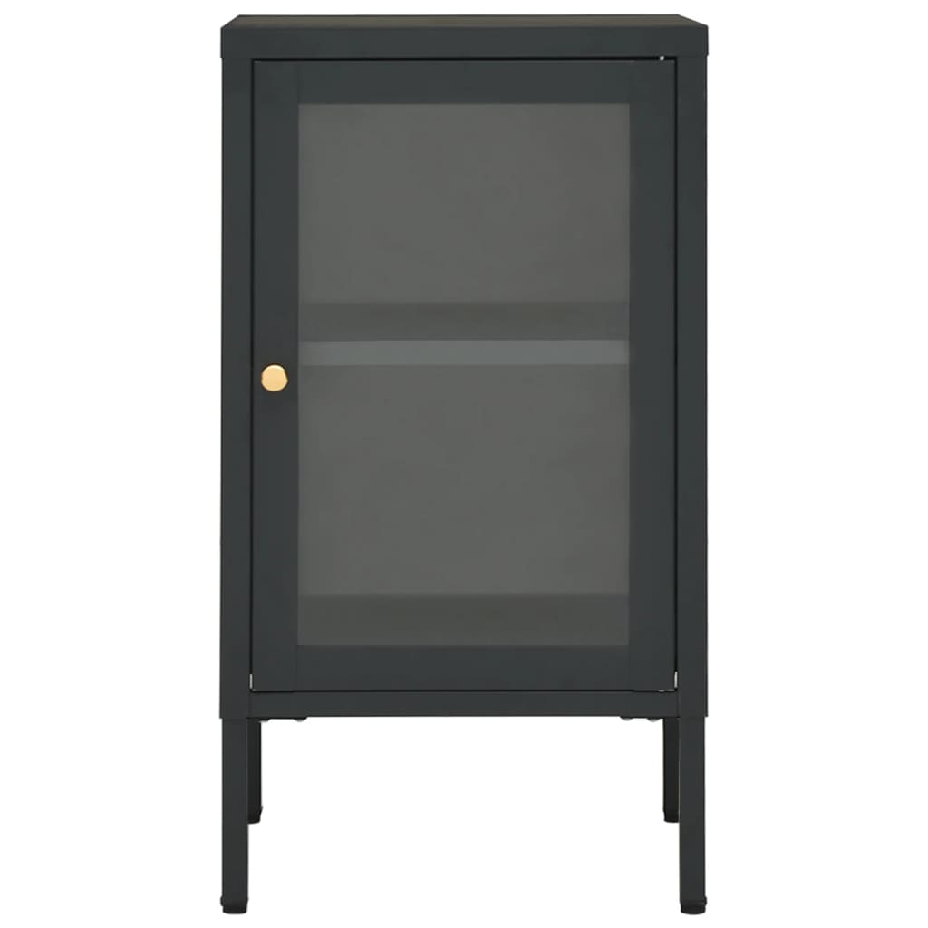 vidaXL Buffet anthracite 38x35x70 cm acier et verre