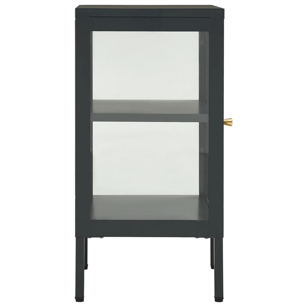 vidaXL Buffet anthracite 38x35x70 cm acier et verre