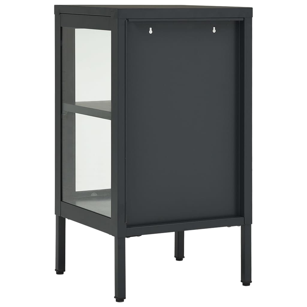 vidaXL Buffet anthracite 38x35x70 cm acier et verre
