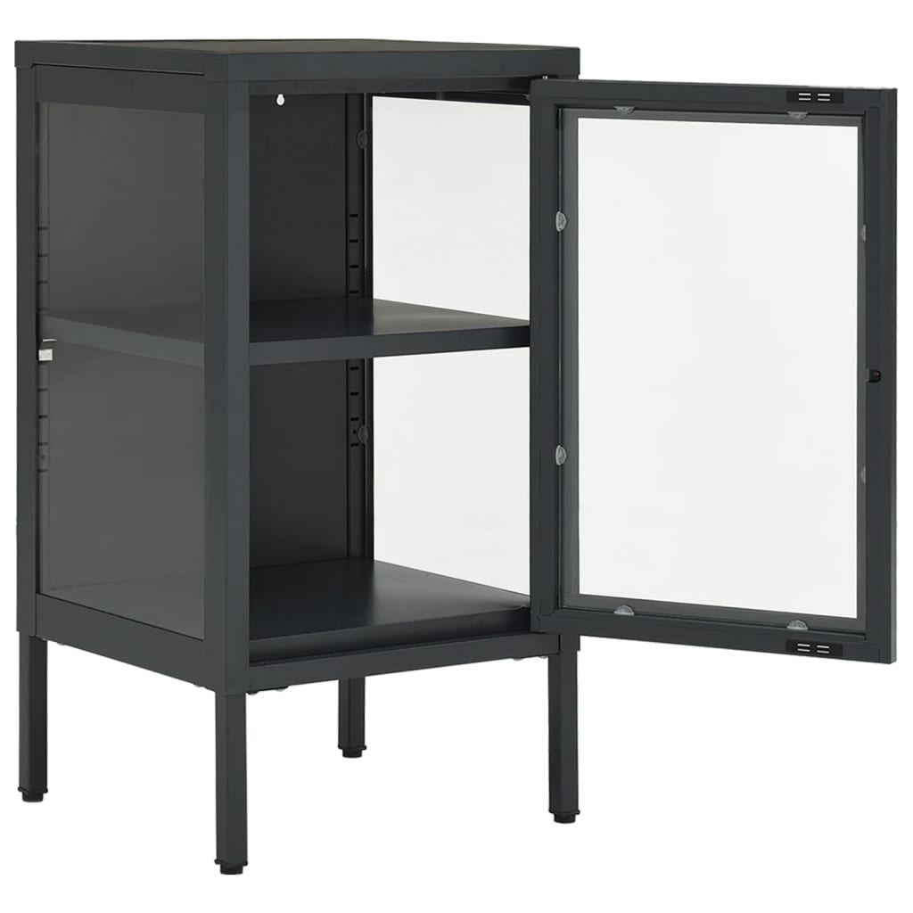 vidaXL Buffet anthracite 38x35x70 cm acier et verre
