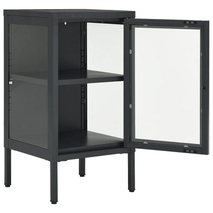 vidaXL Buffet anthracite 38x35x70 cm acier et verre