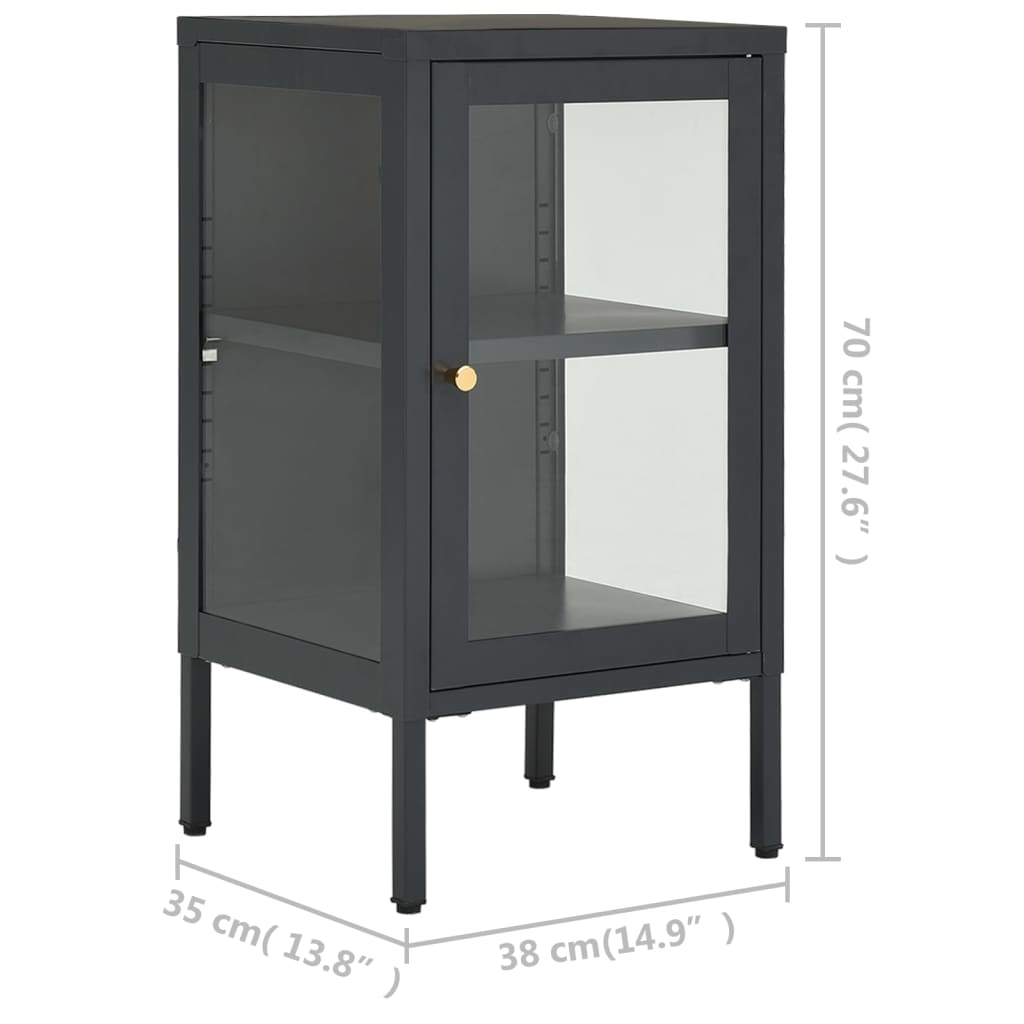 vidaXL Buffet anthracite 38x35x70 cm acier et verre