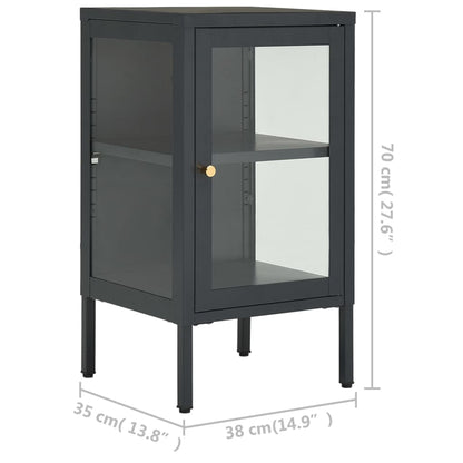 vidaXL Buffet anthracite 38x35x70 cm acier et verre