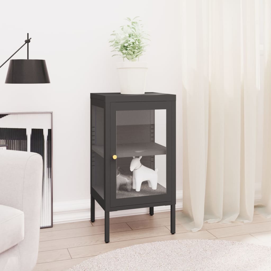 vidaXL Buffet anthracite 38x35x70 cm acier et verre