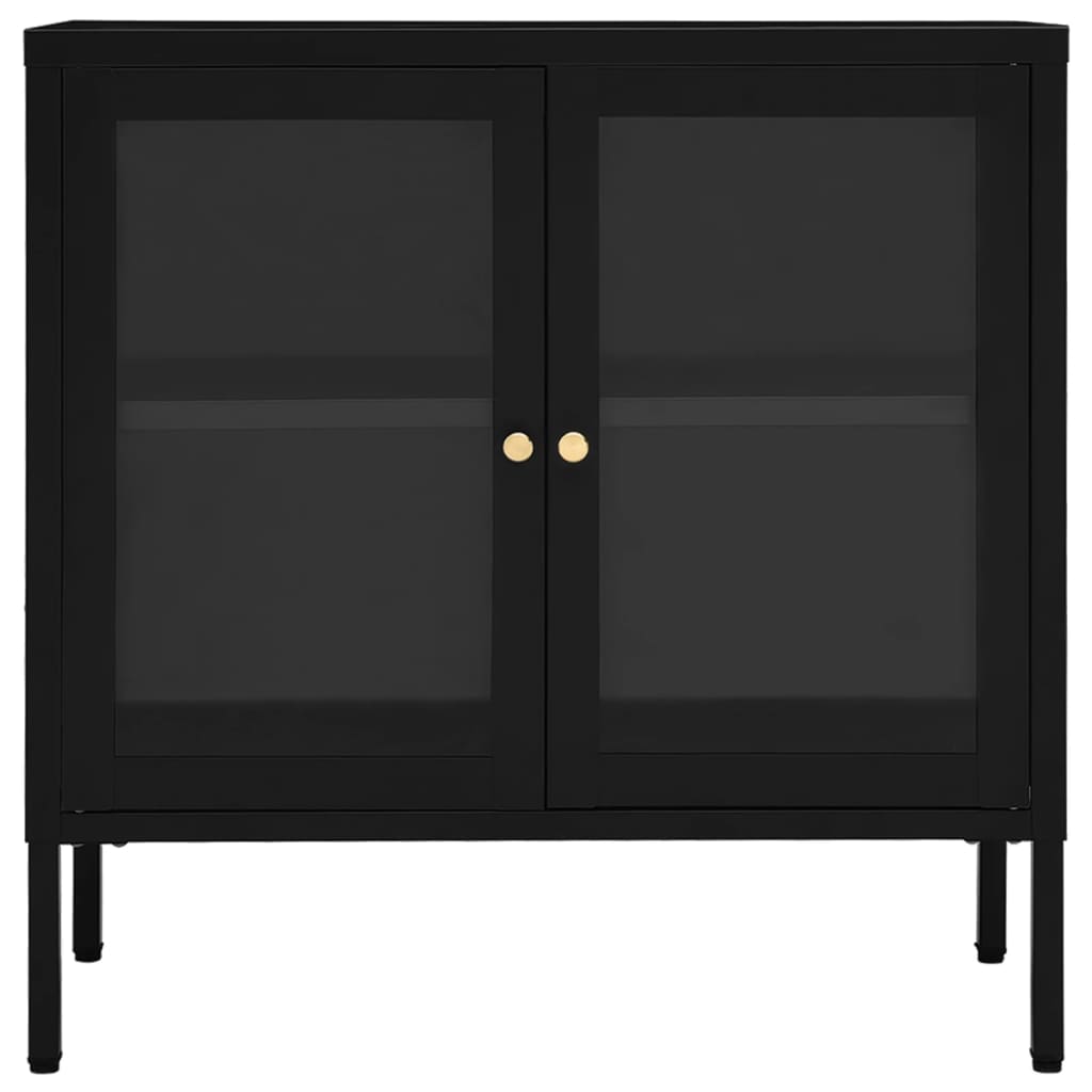 vidaXL Buffet noir 70x35x70 cm acier et verre